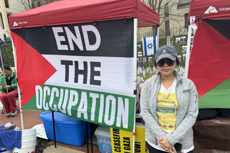 Kigam Arwa, l'une des organisatrices de la manifestation devant l'ambassade d'Entité sioniste à Washington