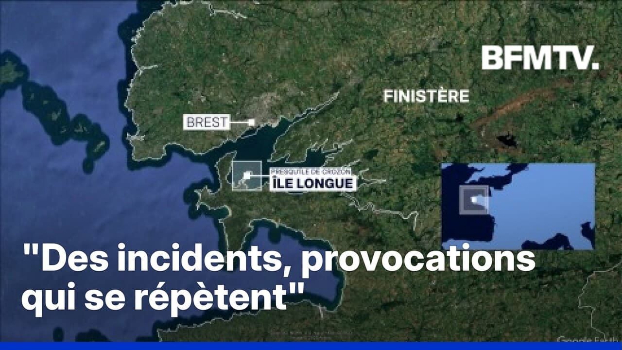 Drone près de la base sous-marine de l’Île Longue