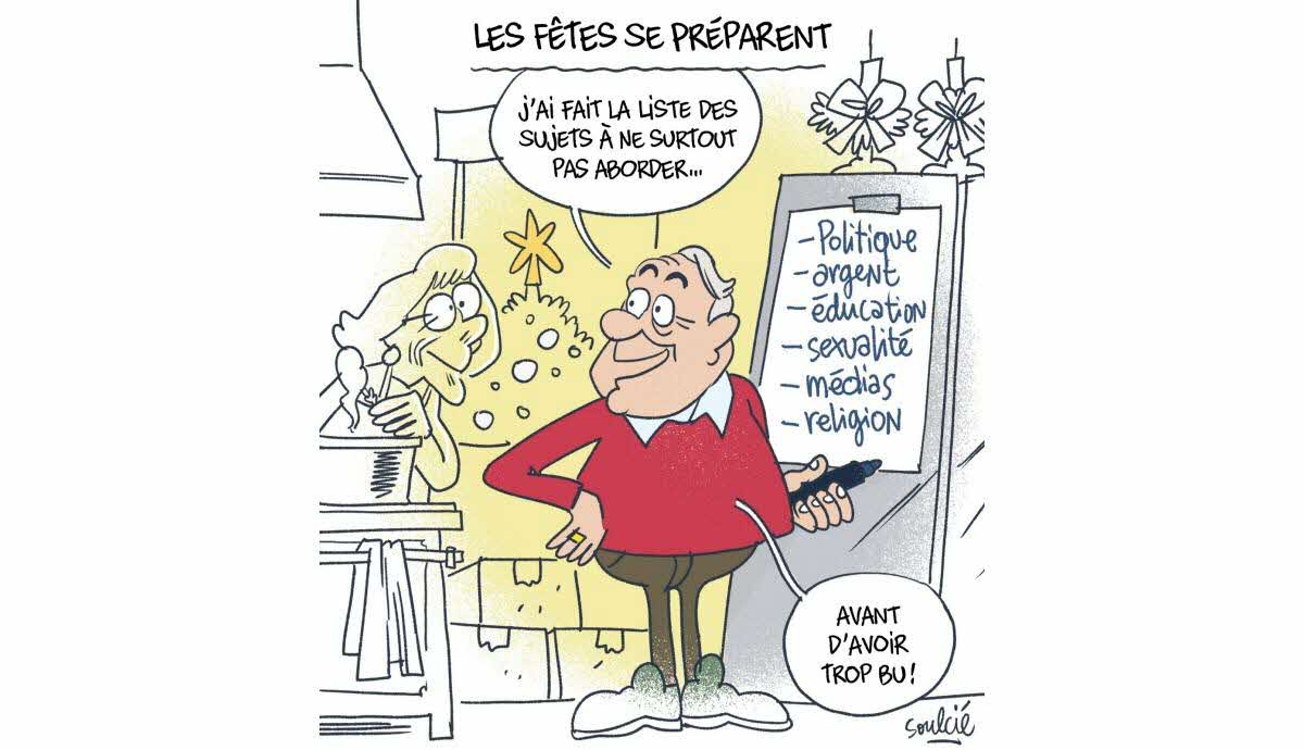 Dessin humoristique sur les préparatifs de Noël