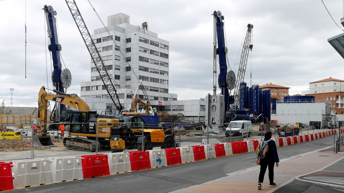 Vue du chantier de la ligne C du métro à Toulouse