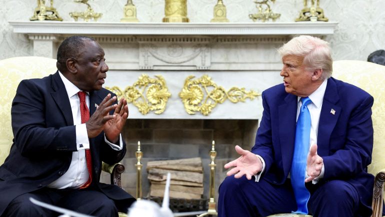 Donald Trump avec Cyril Ramaphosa à la Maison Blanche, mai 2025