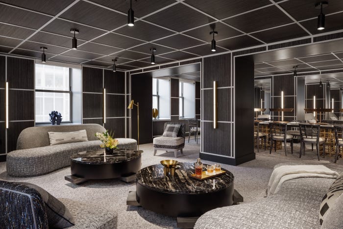 Espace de coworking et salon au design Art Déco du Club Empire au Waldorf Astoria.