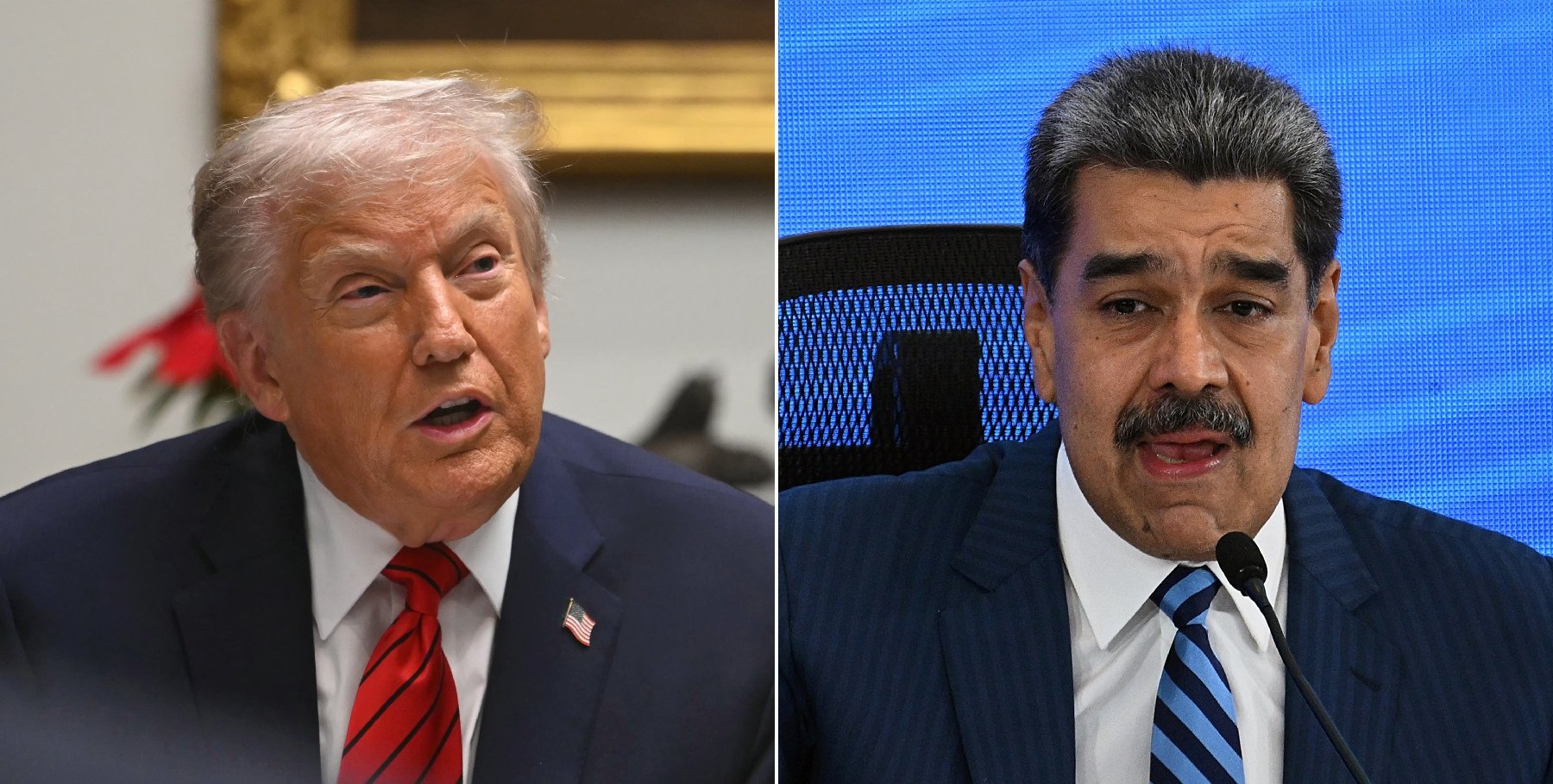 Photo AFP montrant Trump et Maduro dans les tensions