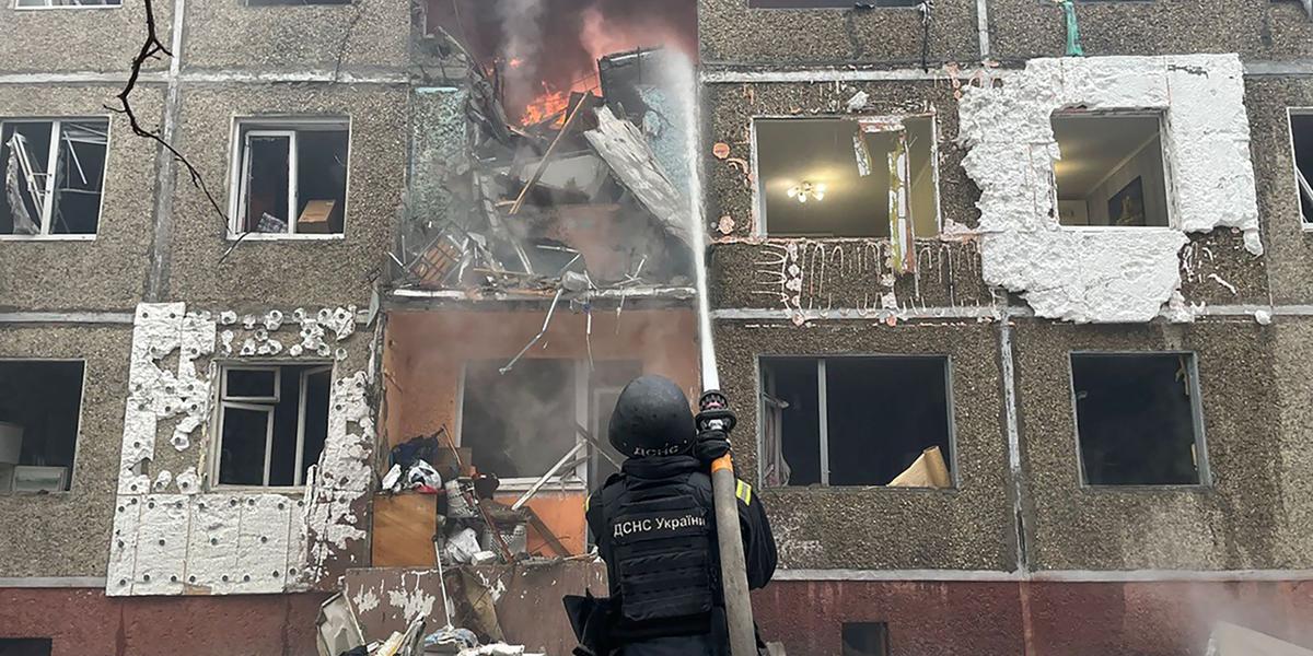 Vue de Kiev après des frappes lors de bombardements nocturnes