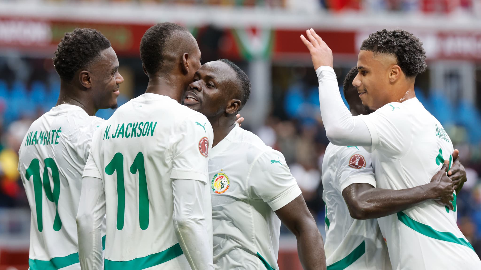Sénégal célébrant un but CAN 2025