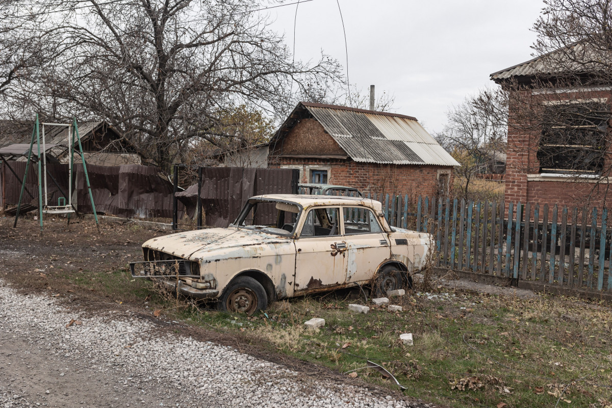 Vue d'une ville ukrainienne Myrnograd (est de l'Ukraine)