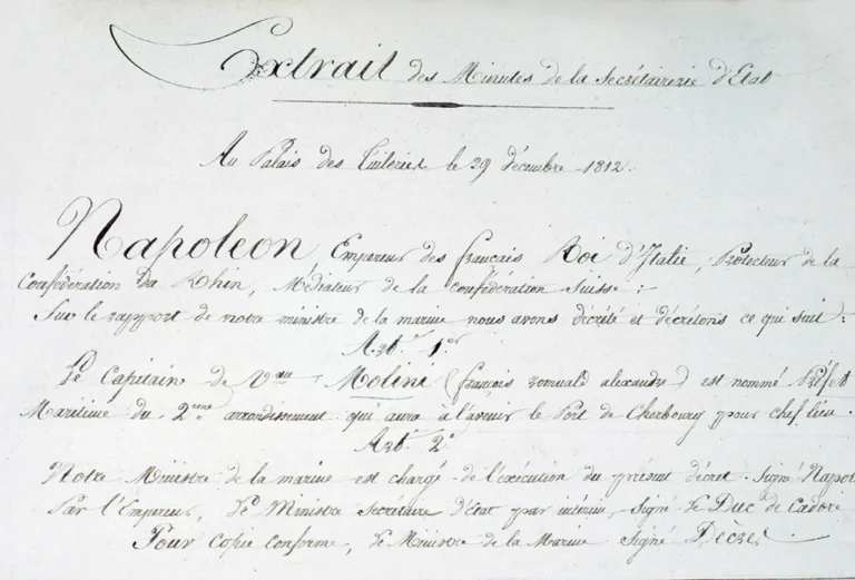 Napoléon installe la Préfecture maritime à Cherbourg le 28 décembre 1812