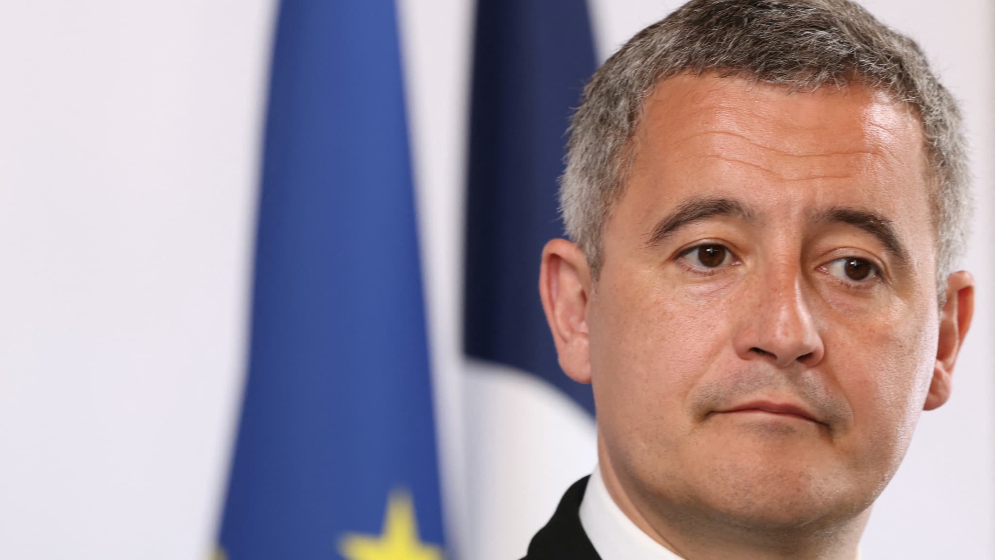 Gérald Darmanin lors d'une visite à Saint-Martin