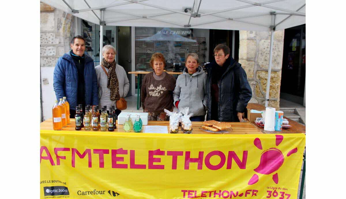 Animation Téléthon à Auxonne sur le marché