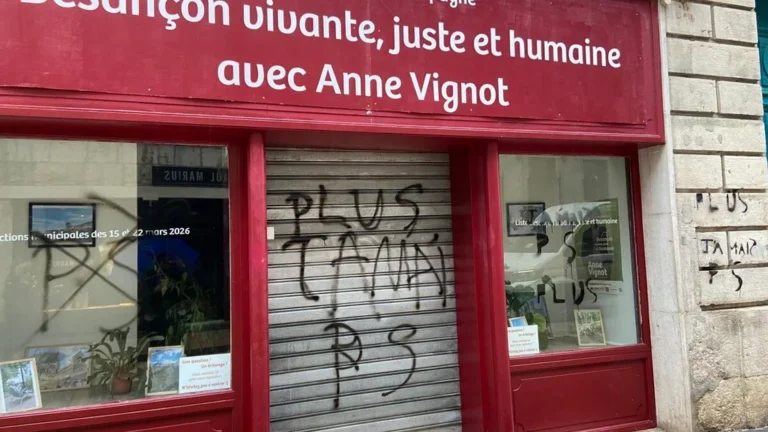 Vandalisme du local de campagne d'Anne Vignot à Besançon en 2026