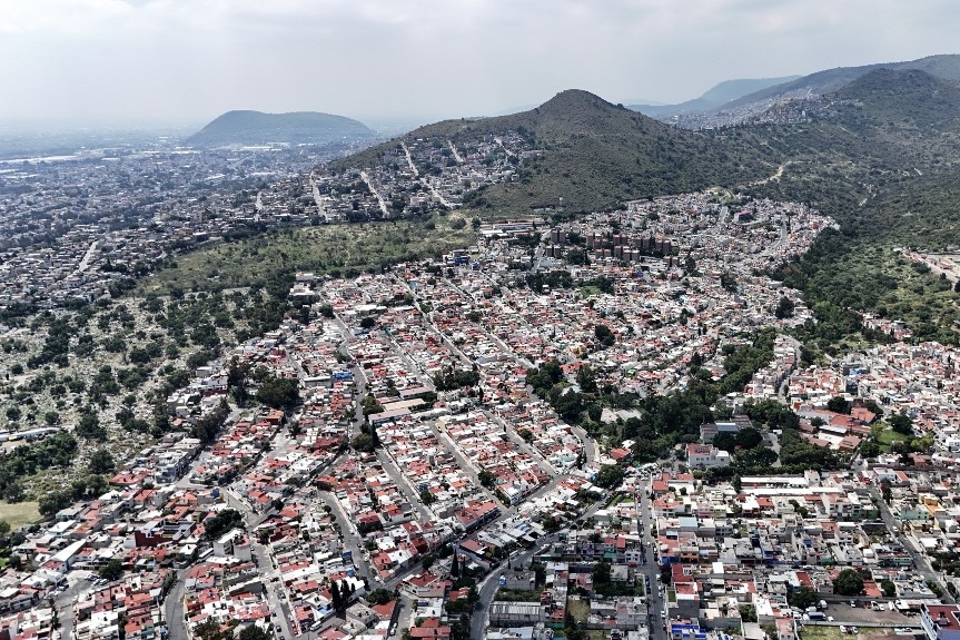 Vue aérienne d'un quartier de Mexico