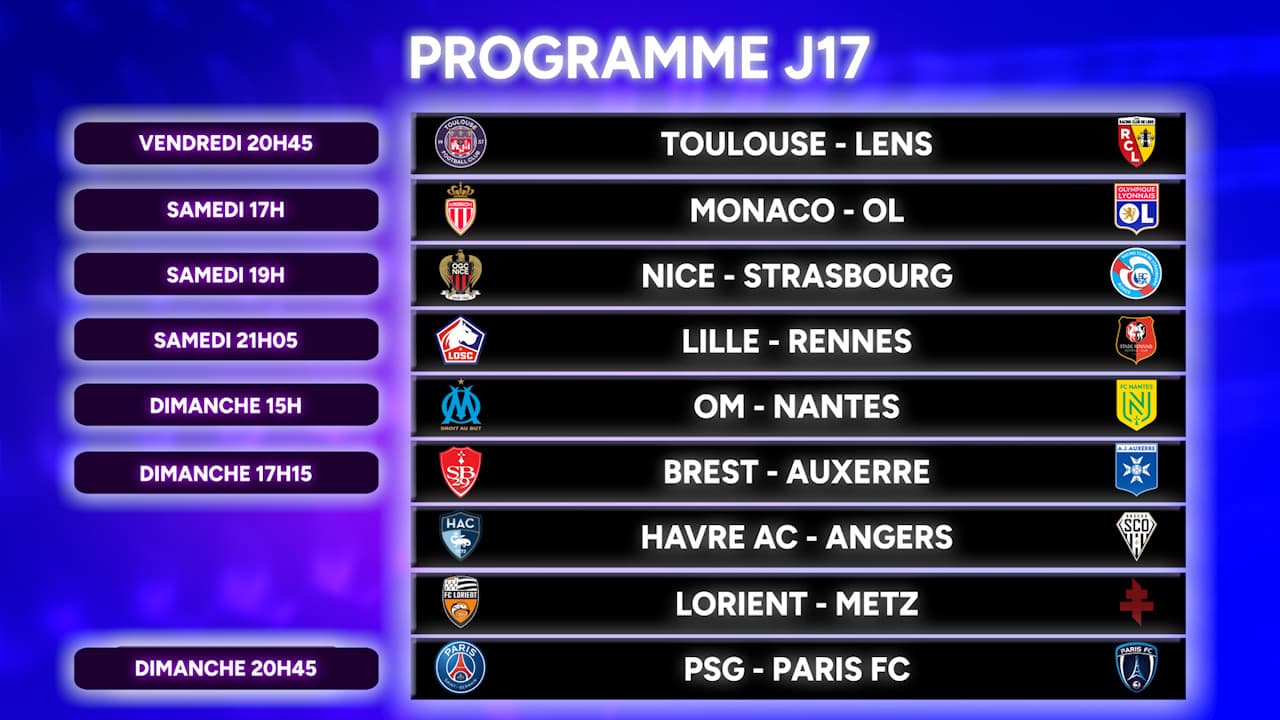 Affiche du programme J17 de Ligue 1 2026