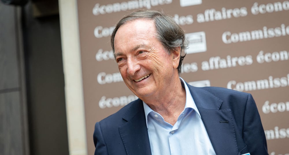 Michel-Édouard Leclerc pendant la Commission des affaires économiques au Palais Bourbon, Paris, le 25 novembre 2025.