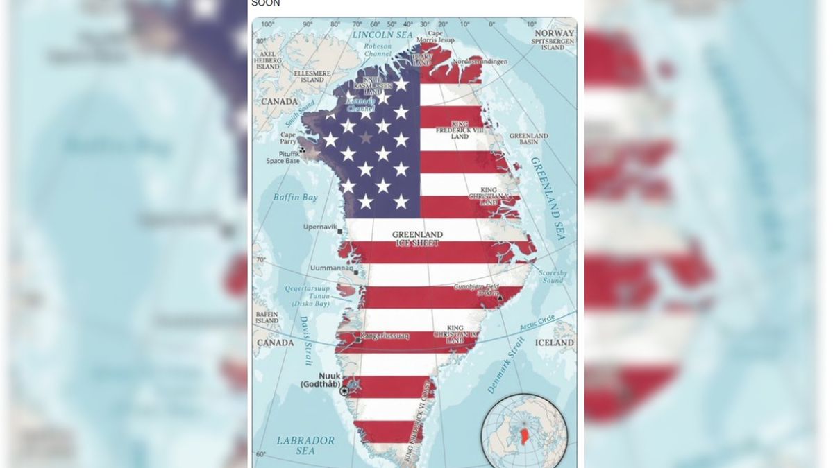 Groenland coloré aux couleurs du drapeau américain