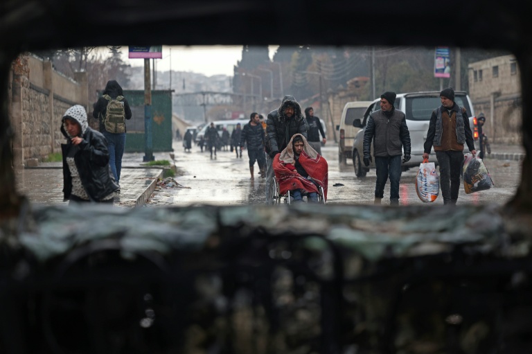 Vue aérienne d'Alep pendant les combats en Syrie