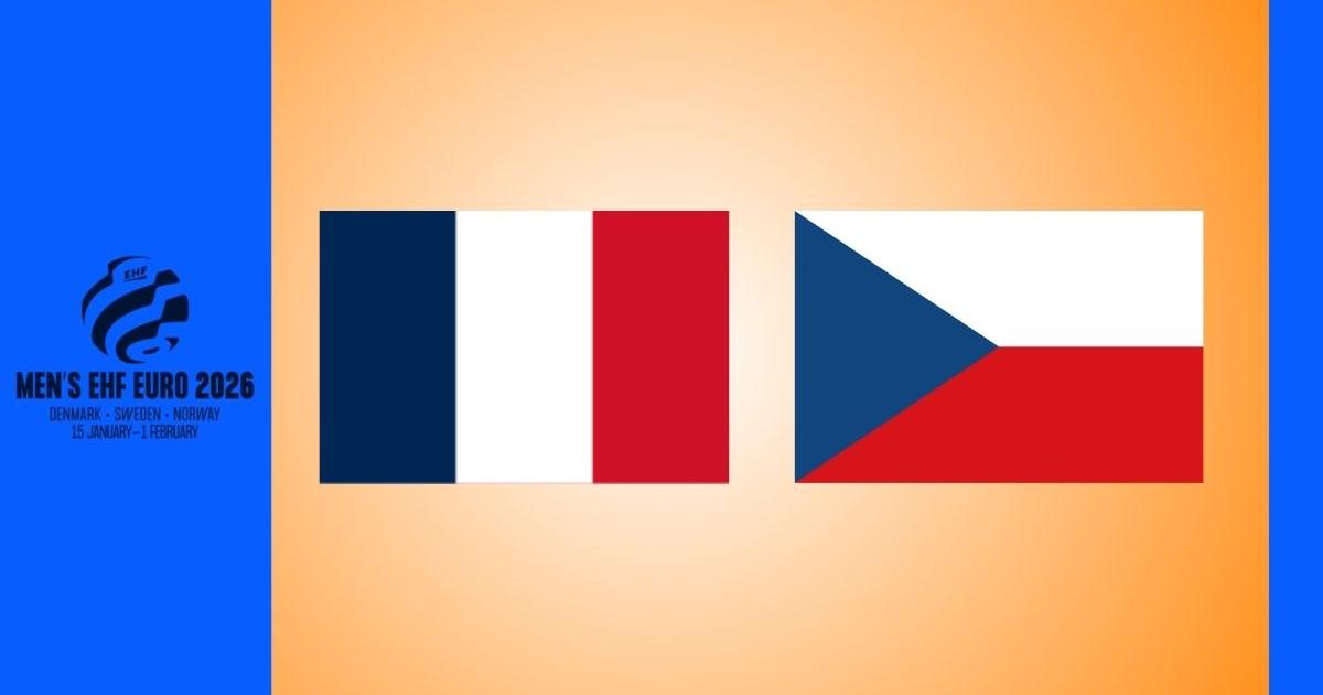 Action de handball France République tchèque à Oslo