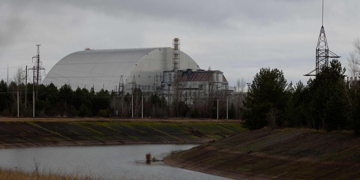 Vue aérienne de la centrale de Tchernobyl