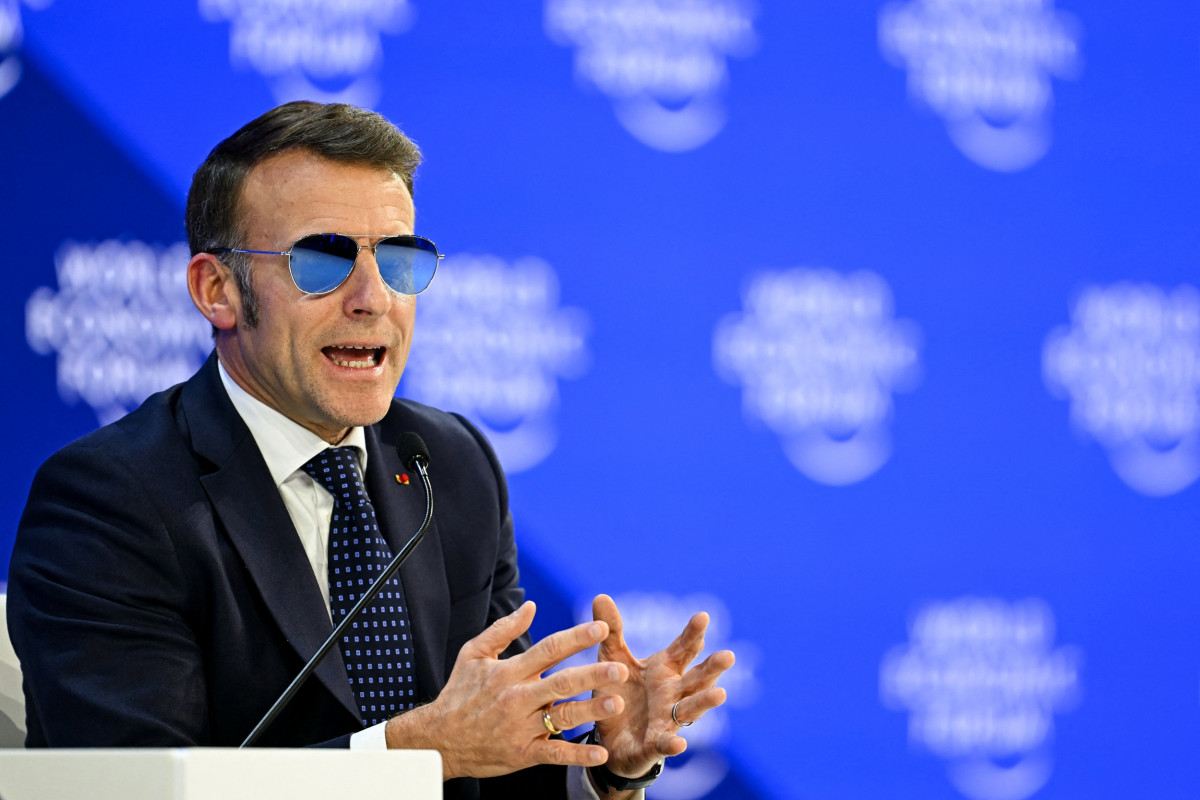 Macron répondant à Trump au Forum économique mondial de Davos
