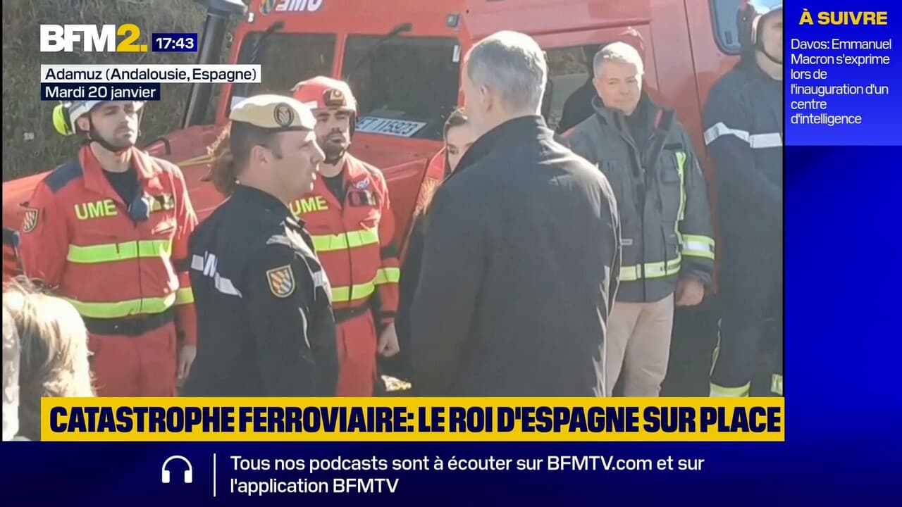 Le roi et la reine d’Espagne sur les lieux de la catastrophe ferroviaire