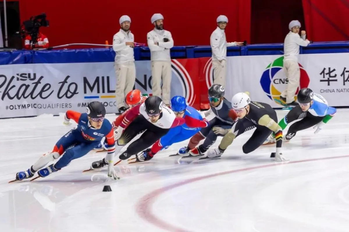 Bérénice Comby en compétition lors des Européens de short-track