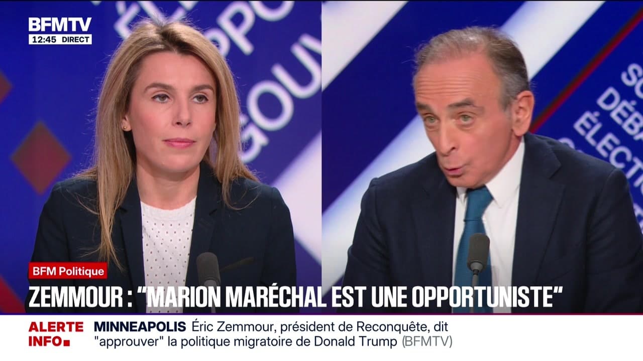 Capture d'écran interview politique BFMTV Dimanche 25 janvier 2026