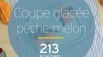 Sorbet au melon, coulis de pêches
