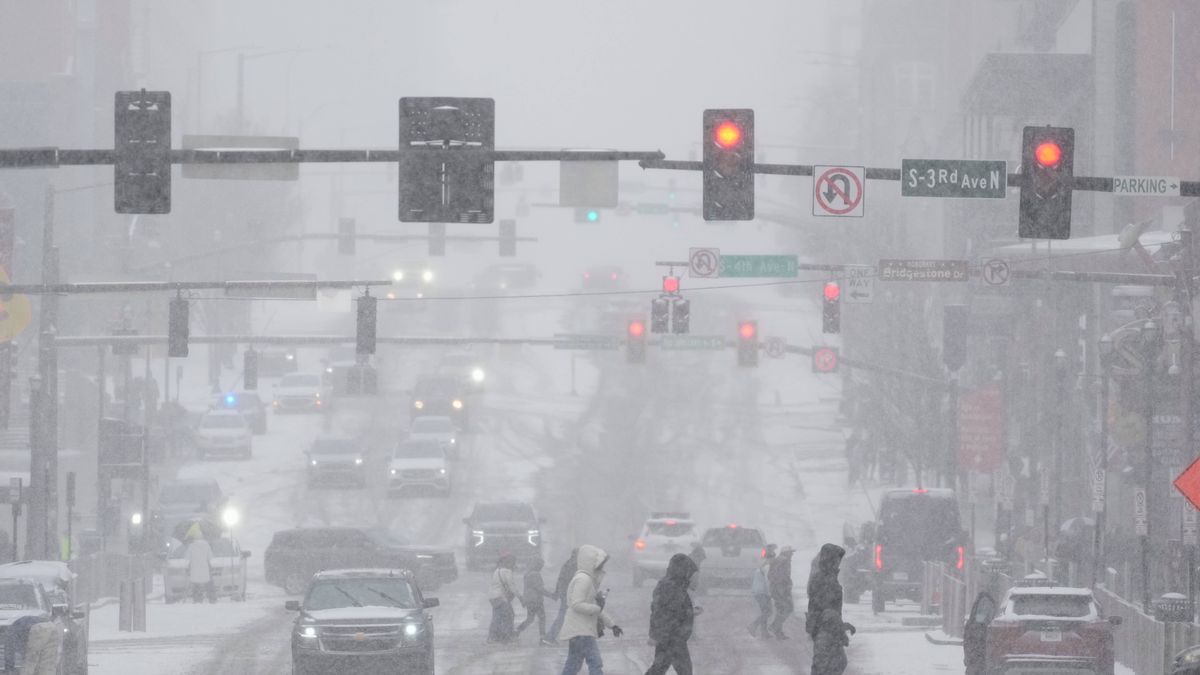 Vue d'une tempête hivernale sur le nord-est des États-Unis