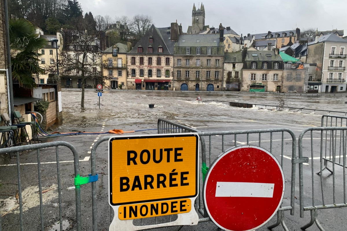 Quimperlé après la crue de la Laïta (Finistère)