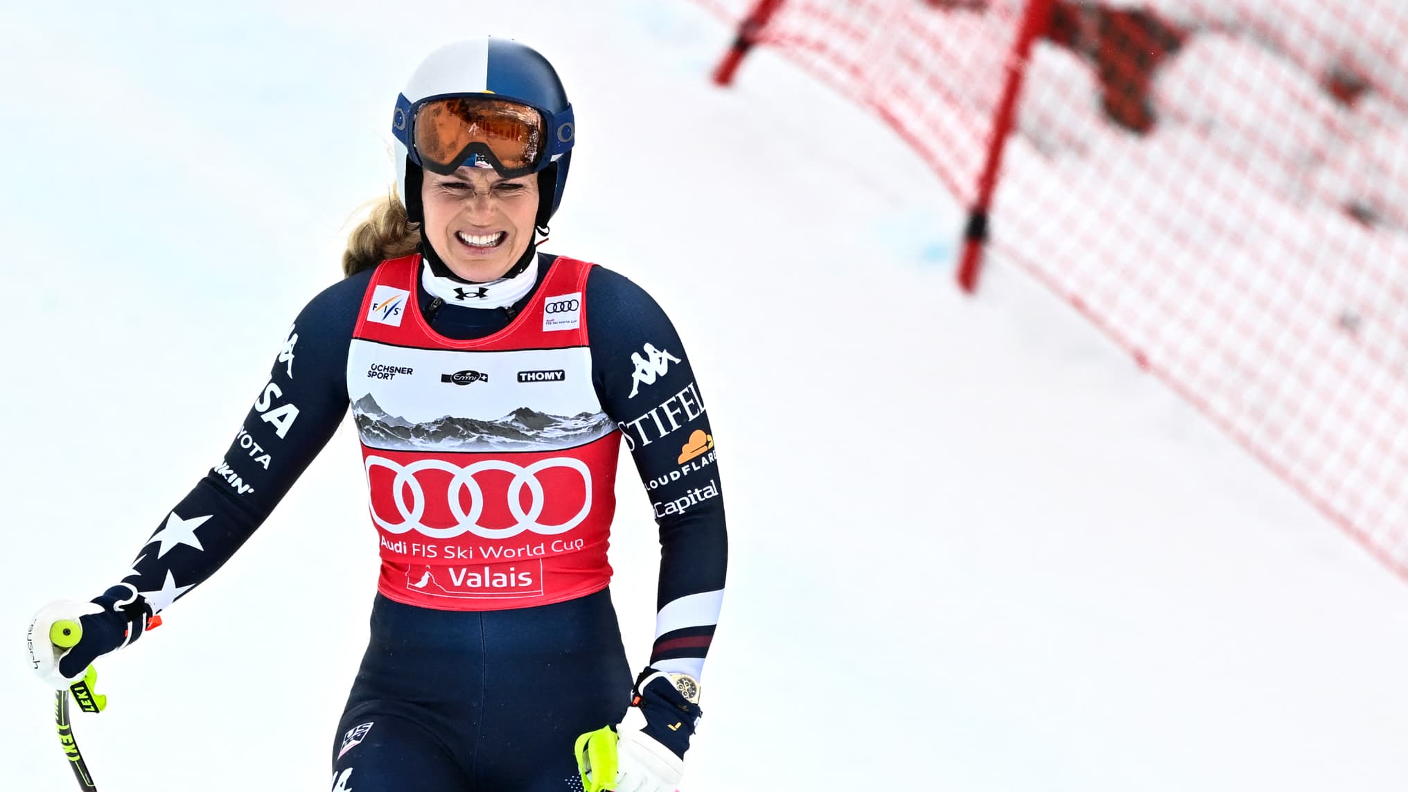 Lindsey Vonn chute à Crans-Montana lors de la descente