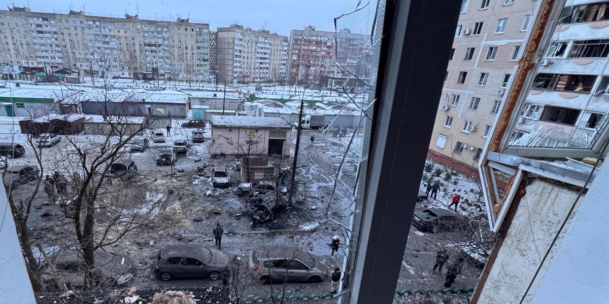 Vue d’un quartier ukrainien touché par les frappes