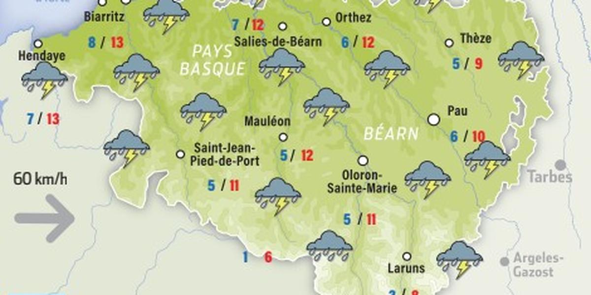 Pyrénées sous la pluie et neige attendue