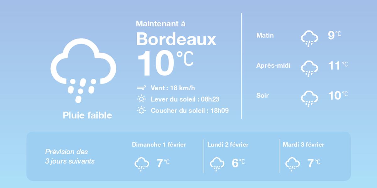 Prévisions météo Bordeaux samedi 31 janvier 2026