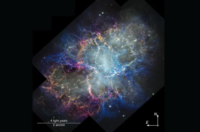 Hubble : la nébuleuse du Crabe s'étend depuis 1054