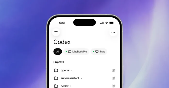 Interface mobile de Codex dans l’application ChatGPT