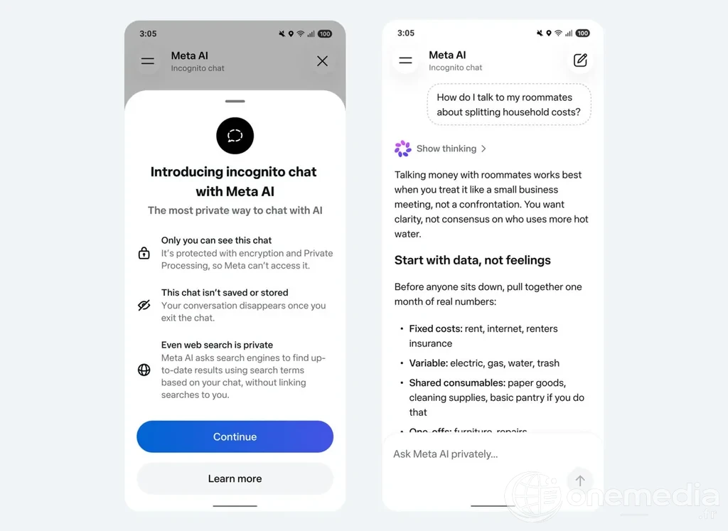 Illustration de la nouvelle fonction Incognito Chat de WhatsApp avec Meta AI