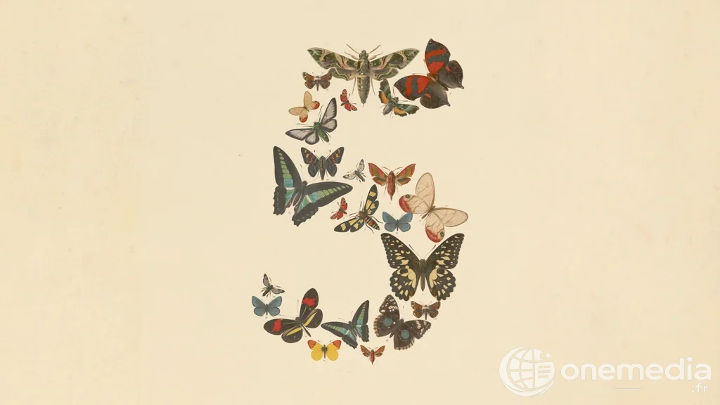 Illustration officielle d’Anthropic montrant le chiffre 5 composé de papillons pour Claude Fable 5 et Mythos 5