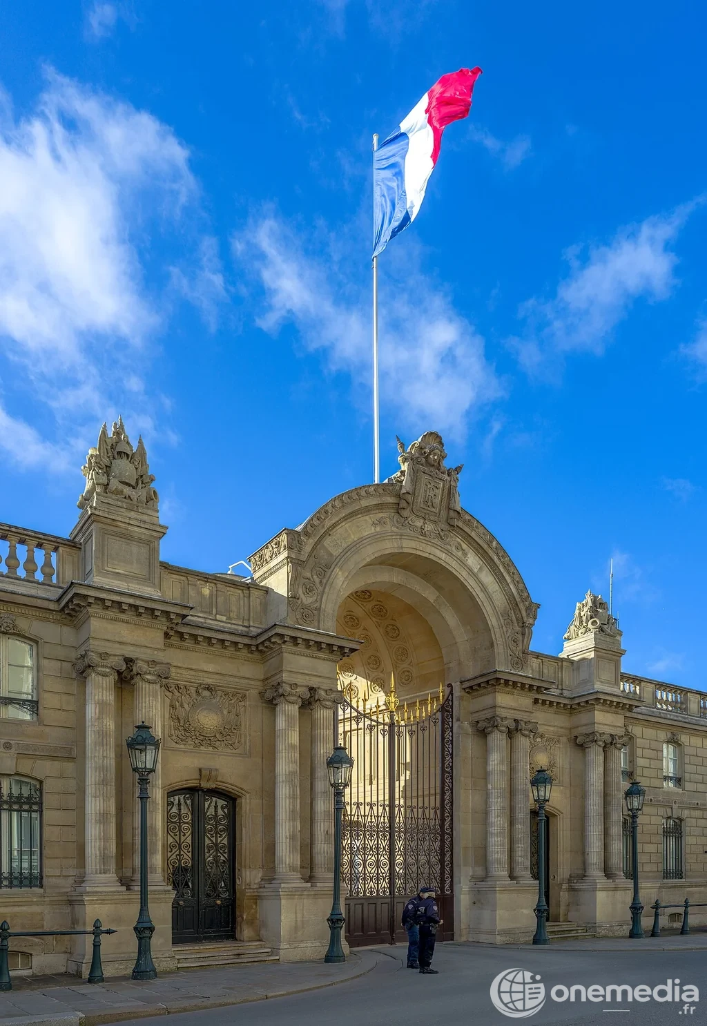 Façade du Palais de l'Élysée à Paris, rue du Faubourg Saint-Honoré