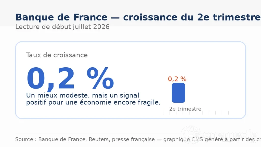Graphique sur la croissance du 2e trimestre 2026 relevée à 0,2 % par la Banque de France