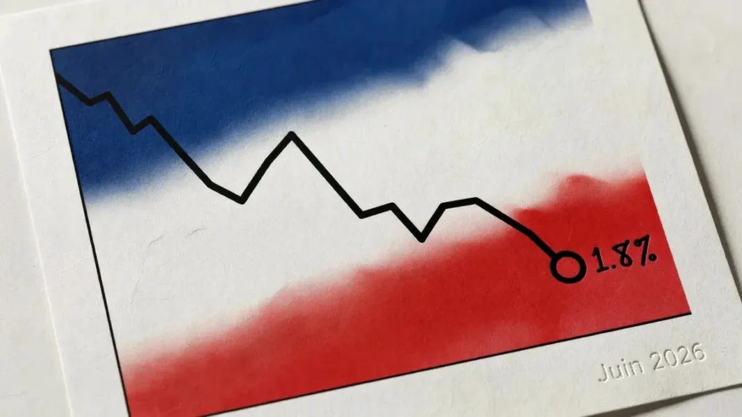 Courbe d'inflation en zone euro et en France en juin 2026, comparée à l'objectif de 2 % de la BCE