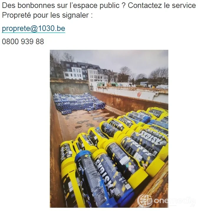 Bonbonne de protoxyde d'azote N2O, gaz détourné à des fins récréatives