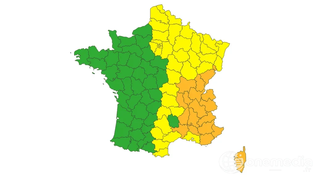 Carte de vigilance météorologique en France le 3 août 2026