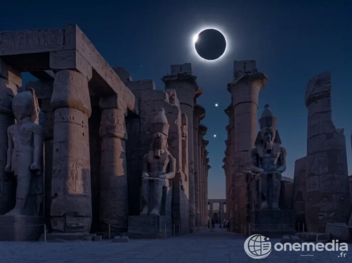 Éclipse solaire totale au-dessus des temples de Louxor