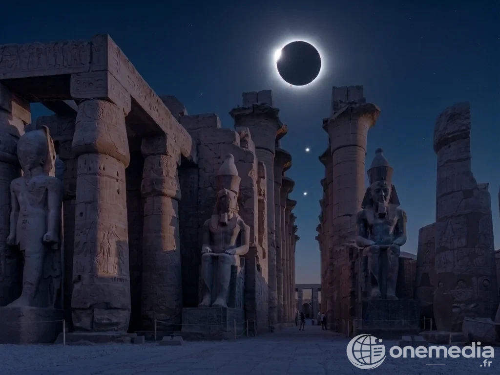 Éclipse solaire totale au-dessus des temples de Louxor