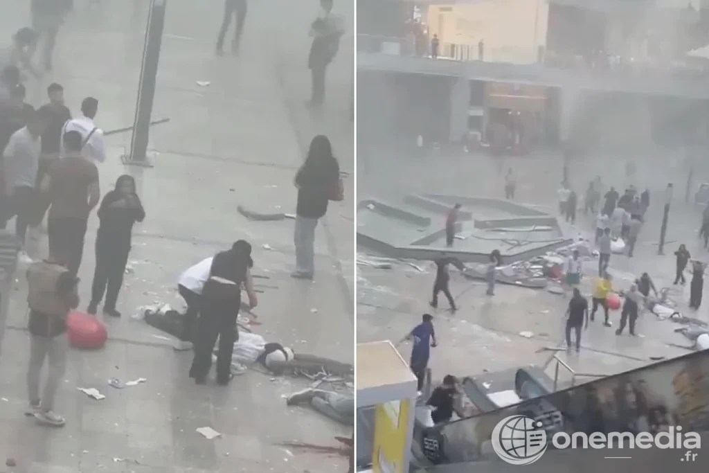 Dégâts dans le centre commercial Arabella Plaza au Nouveau Caire après l’explosion.