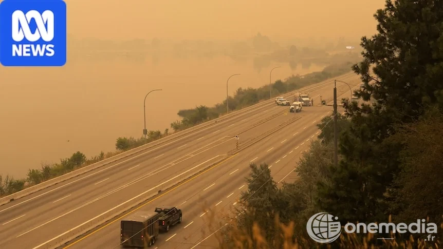 Une route traverse un paysage envahi par une fumée orange