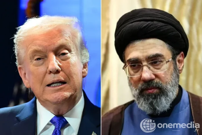 Montage montrant Donald Trump et le guide iranien Mojtaba Khamenei
