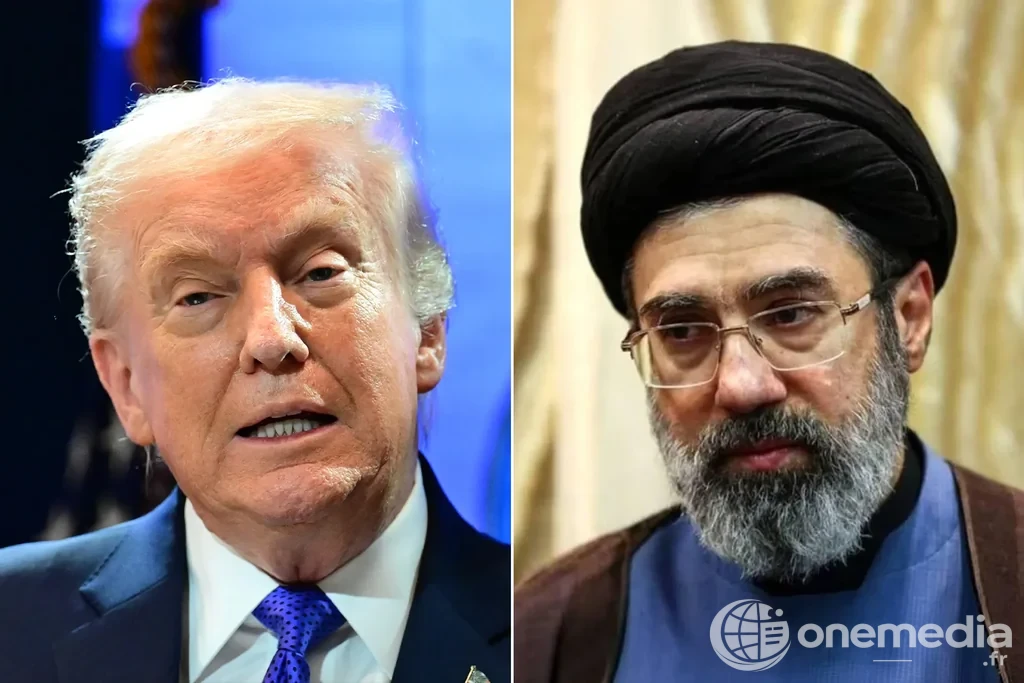 Montage montrant Donald Trump et le guide iranien Mojtaba Khamenei