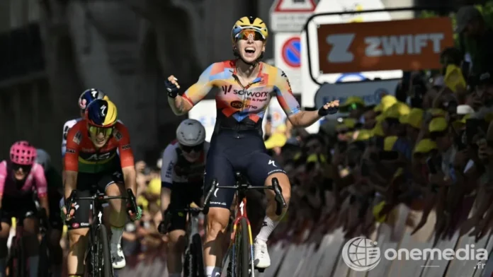 Lorena Wiebes franchit la ligne en tête à Lausanne lors de la première étape du Tour de France Femmes 2026