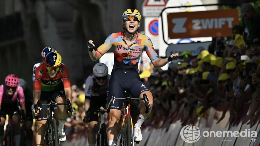 Lorena Wiebes franchit la ligne en tête à Lausanne lors de la première étape du Tour de France Femmes 2026